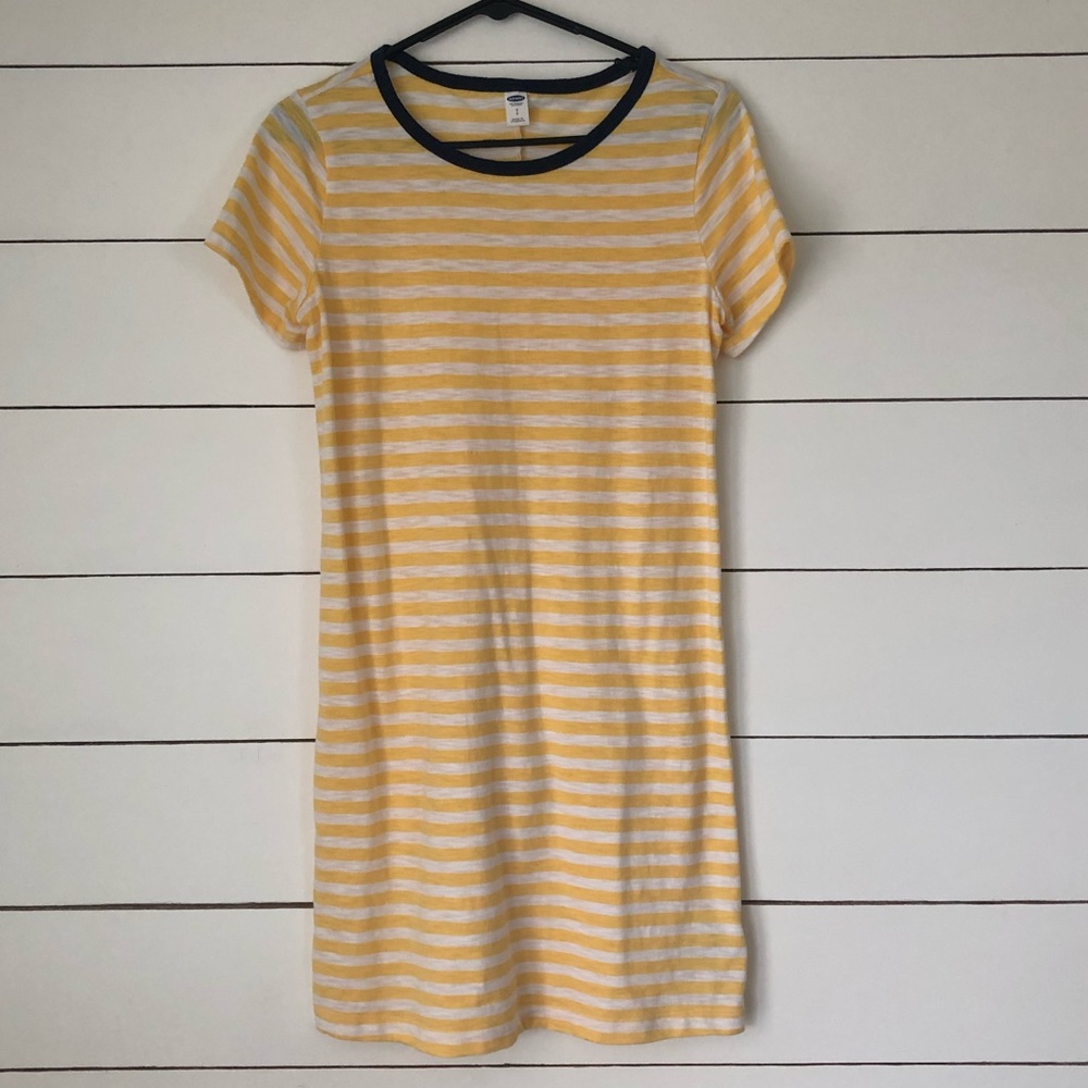 Yellow and White stripe Old Navy T-shirt dress